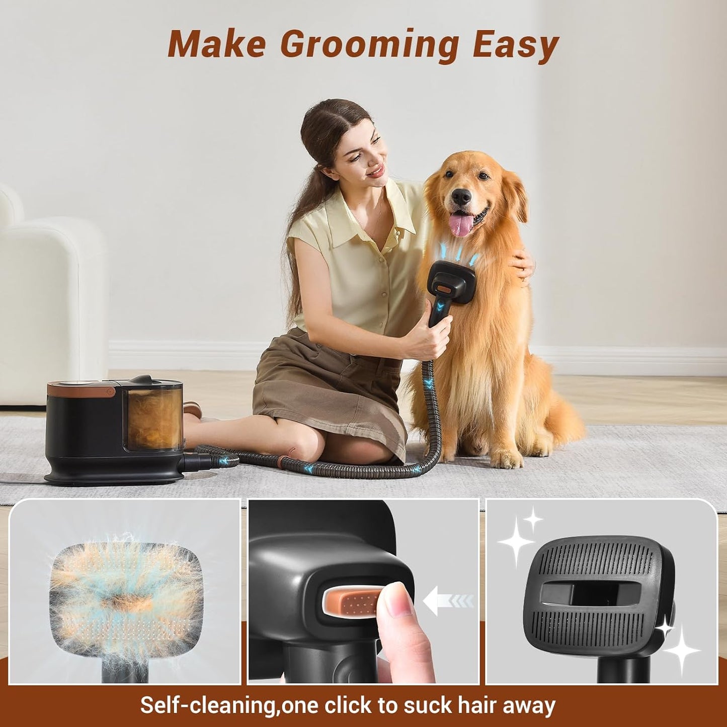 Dog Hair Vacuum & Dog Grooming Kit, Pet Grooming Vacuum with 13,000Kpa Powerful Suction for 99% Pet Hair Removal, 3.5L Capacity, 16 Grooming Tools for Dogs, Cats and Other Pet, Home Cleaning