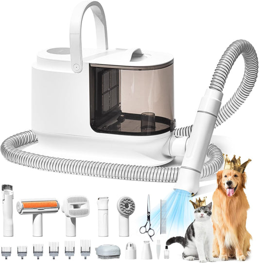 Dog Hair Vacuum & Dog Grooming Kit, Powerful 13KPA Pet Grooming Vacuum - 99% Hair Removal Efficiency, 16 Grooming Tools for Pets, Home Cleaning